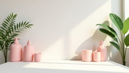 Clean minimalist product display on white backdrop, contemporary, fresh