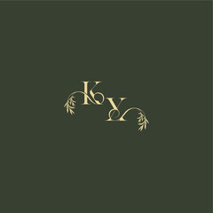 organic leaf initial logo design concept letter luxury wedding monogram KX