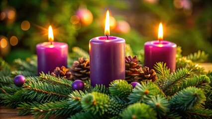Advent Wreath with Burning Candle - 3rd Candle