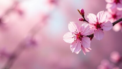 Obraz premium Delicate pink sakura blossoms, full bloom, intricate pattern, floral pattern, close-up, print