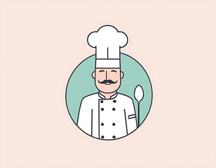 Chef art in a white background, pastel colors illustration