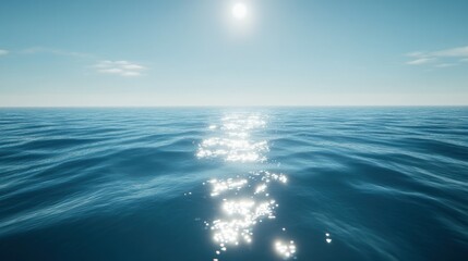 Obraz premium Bright sun reflects on the rippling surface of the vast ocean