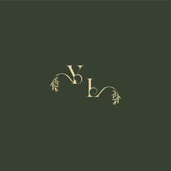 YL letter luxury wedding monogram organic leaf initial logo design concept