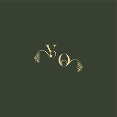YO letter luxury wedding monogram organic leaf initial logo design concept