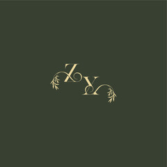 ZX letter luxury wedding monogram organic leaf initial logo design concept