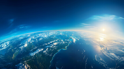 Fototapeta premium Detailed View Of Earth At Sunrise