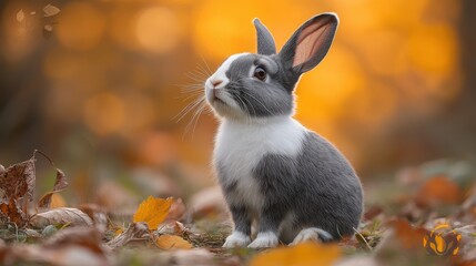 Obraz premium black and white rabbit,stock photo