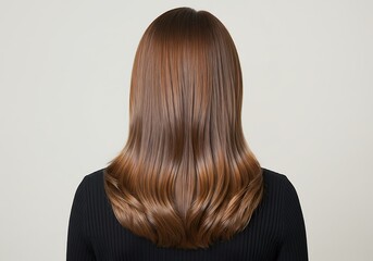 Naklejka premium Woman with Stylish Brown Hair from Back View Showing Healthy Texture