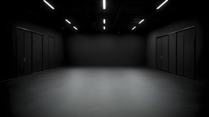 Empty Modern Black Interior With White Lighting