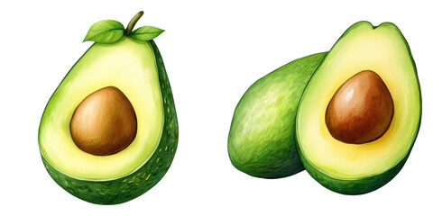 Fresh avocado halves with smooth texture and vibrant green color, showcasing healthy food options and natural beauty