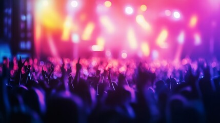 Concert Crowd Energetic audience enjoying a vibrant music performance. Use Event promotion