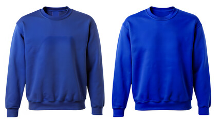 Two Blue Sweatshirts Mockup, Front View, Isolated on Transparent Background