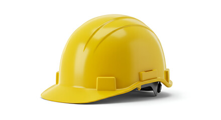 Fototapeta premium Glossy yellow safety helmet with a sturdy build and adjustable features, symbolizing head protection and safety regulations in building and industrial sectors.