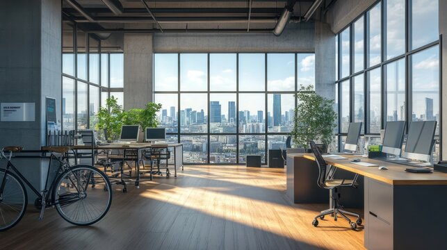 Modern office with city views