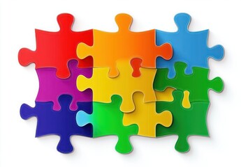 Obraz premium Colorful Jigsaw Puzzle Pieces for Business Teamwork Concept and Strategy Illustration