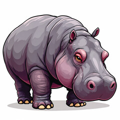 Obraz premium Adorable Cartoon Hippopotamus Vector Illustration isolated