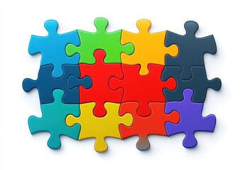 Fototapeta premium Colorful Jigsaw Puzzle Pieces in White Background for Business Teamwork and Strategy Concept