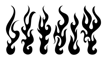 Fire flame vector illustration. Flame decal. Tribal fire vinyl stickers for transportation. tribal fire symbol design. Burning element with curves for vehicles. y2k gothic flame stickers. © riansa28