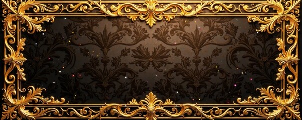 Ornate golden background with intricate royal patterns and swirling motifs, , ornate design, regal theme