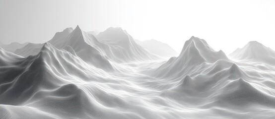 Minimalistic Abstract Geometric Landscape Wireframe Mountains Futuristic Illustration