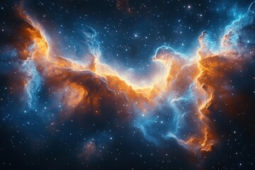 Obraz premium Glowing Nebula with Stars in a Breathtaking Cosmic Scene of the Universe