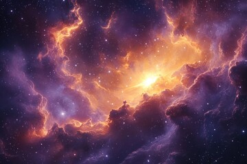 Obraz premium Stunning Cosmic Nebula with Vibrant Colors and Star-Filled Void