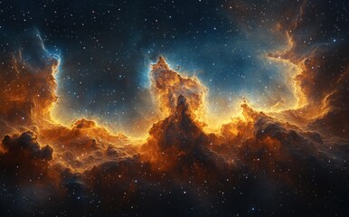 Obraz premium Cosmic Nebula in Deep Space with Glowing Gases and Stars