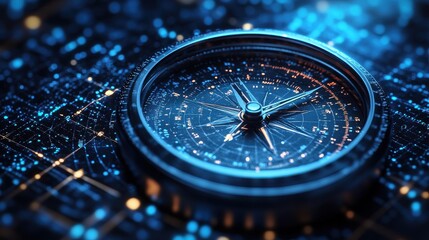 compass on blue world ma,stock photo