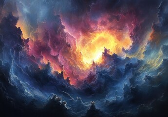 Cosmic Nebula in Deep Space with Stars and Interstellar Clouds