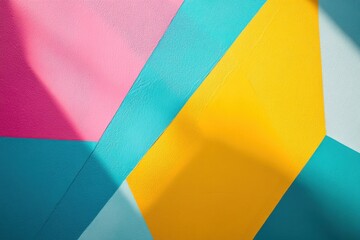 Geometric patterns in triadic color scheme with studio lighting and copy space