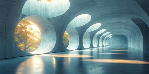 Modern Empty Concrete Room with Diffused Light and Texture in Industrial Architecture