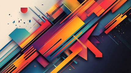 Obraz premium Geometric Abstraction Vivid Angled Shapes and Lines