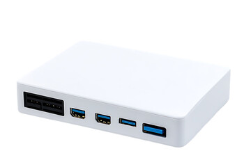 Compact White USB Hub with Multiple Ports and Card Readers