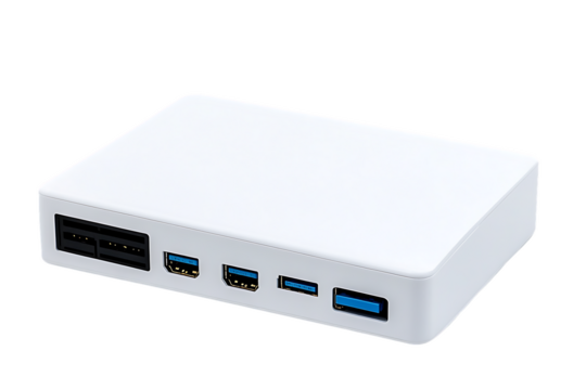 Compact White USB Hub with Multiple Ports and Card Readers