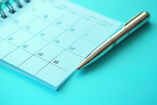 Minimalist Calendar Planner on Turquoise Background Modern Scheduling for Work and Life Planning