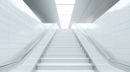 Fototapeta premium Modern white stairway leading upward