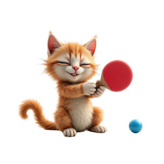 Fototapeta premium Cute cat playing with a ping pong ball