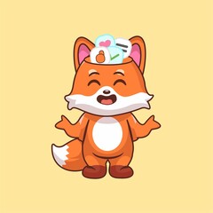 Naklejka premium the fox is thinking a lot