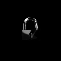 Naklejka premium Secure Chrome Padlock Dark Background
