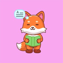 Fox Reading Book Illustration