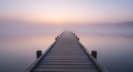 Fototapeta premium Dock Over Calm Misty Lake