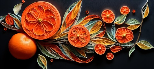 Paper quilling persimmon, ai generative
