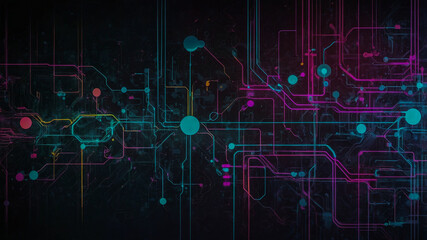 Obraz premium Colorful Neon Circuit Board Abstract Design..