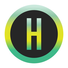 Bold Green and Yellow Capital Letter H on a Black Circle with a Gradient Eco-Friendly Border Representing World Environment Day and Sustainability