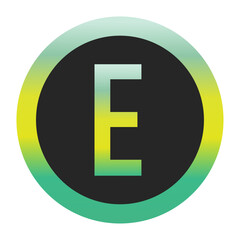 Bold Green and Yellow Capital Letter E on a Black Circle with a Gradient Eco-Friendly Border Representing World Environment Day and Sustainability
