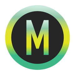 Bold Green and Yellow Capital Letter M on a Black Circle with a Gradient Eco-Friendly Border Representing World Environment Day and Sustainability