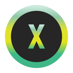 Bold Green and Yellow Lowercase Letter x on a Black Circle with a Gradient Eco-Friendly Border Representing World Environment Day and Sustainability