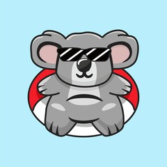 Koala Sitting on a Float Tire Illustration