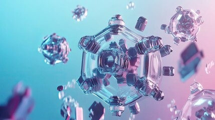 Fototapeta premium Scientific close-up innovative 3d visualization of dynamic molecular structures