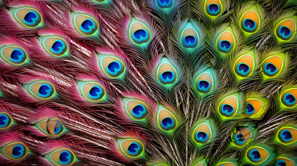 Close Up Colorful Peacock Feather Pattern